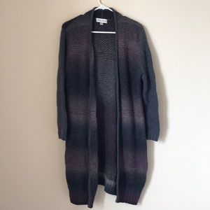 Long Cardigan w/ Purple and Grey Ombre